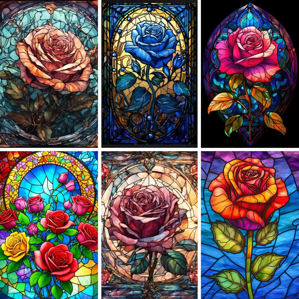 

Diamond Painting New Arrivals Red Rose Stained Glass Wall Art 2026 Embroidery Rhinestones Mosaic Art Picture Home Decor