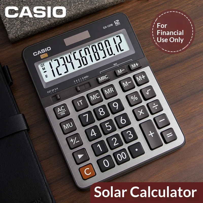CASIO GX-120B/AX-120B Desktop Cashier Accounting Financial Calculator, 12-digit, Solar-powered, Small, Medium, Large, for Hotel,