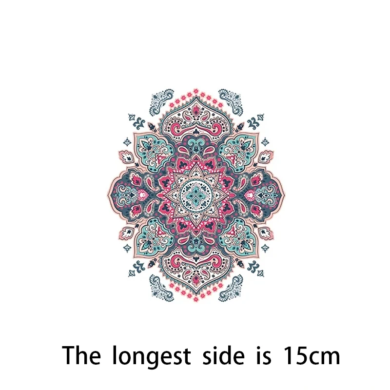 Colorful floral geometric patterns DTF Thermo Sticker Decals Heat Transfer Clothes Clothing Crafts Ironing Diy Accessory