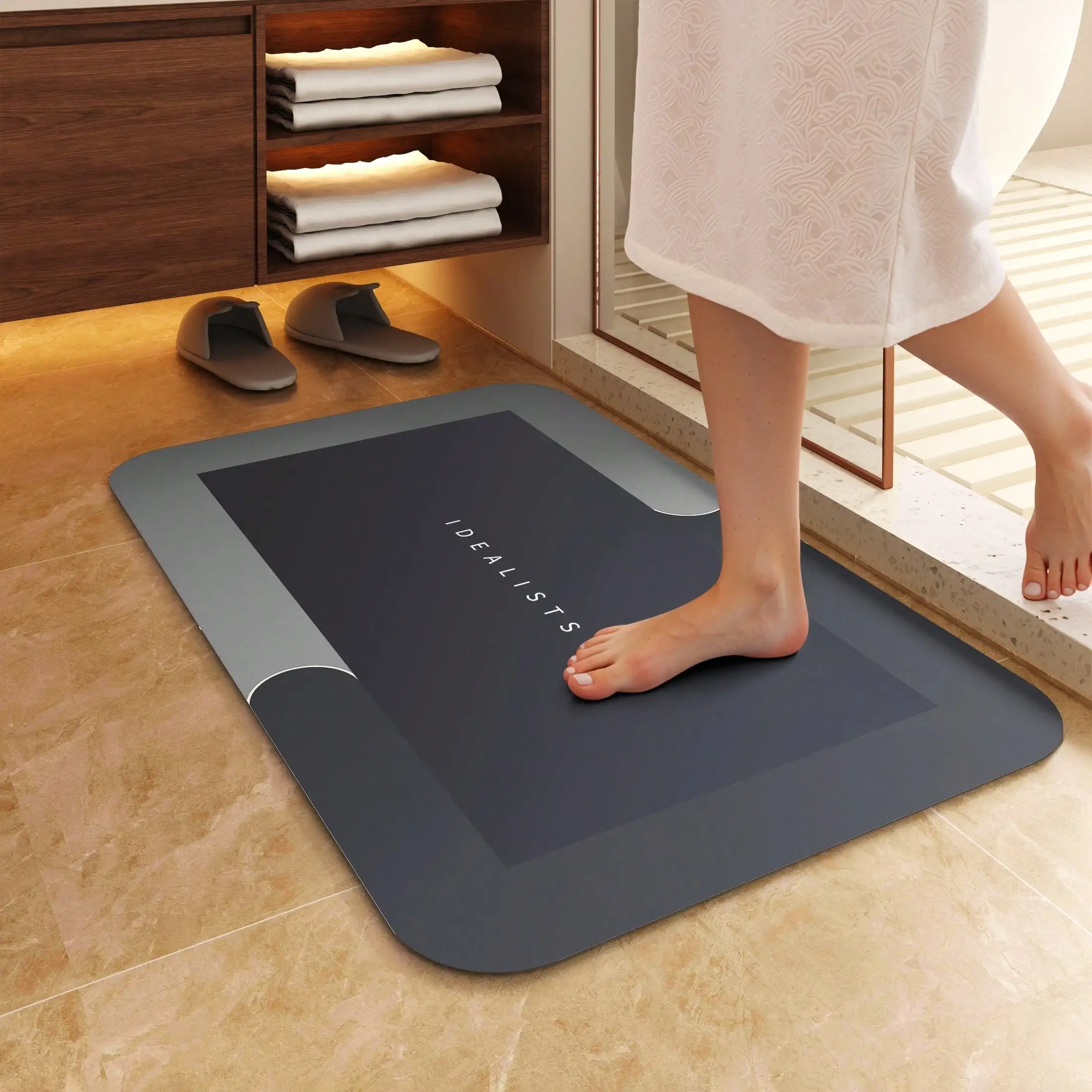 Diatomaceous Earth Bath Mat, Soft Comfortable Absorbent Floor Rug, Multi‑Use Home Mat For Bathroom, Shower Room, Kitchen, Entryway, RV, Stylish Indoor Decor