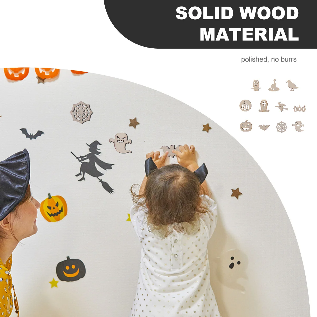 100 قطعة رقاقة الكتابة على الجدران الخشبية للهالوين قطع حرفية خشبية غير مكتملة DIY بها بنفسك الاطفال اللوحة لوازم الديكور رقاقة خشبية لتقوم بها بنفسك الفنون