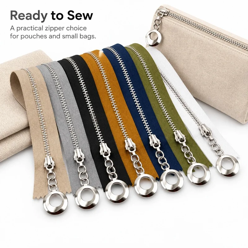 10Pcs 3# 15-30cm Metal Zipper Pencil Case Closed-End Zip Cosmetic Bag Decorative Fastener Storage Pouch DIY Sewing Accessories