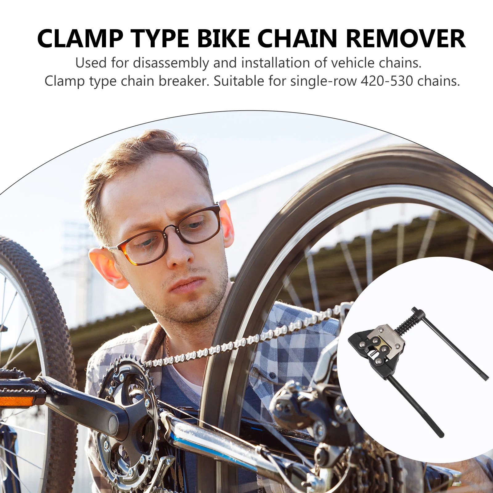 

Portable Chain Repair Tool Clamp Type Breaker Black for 420-530 Motorcycle Chains Easy to Use and Durable Chain Tool