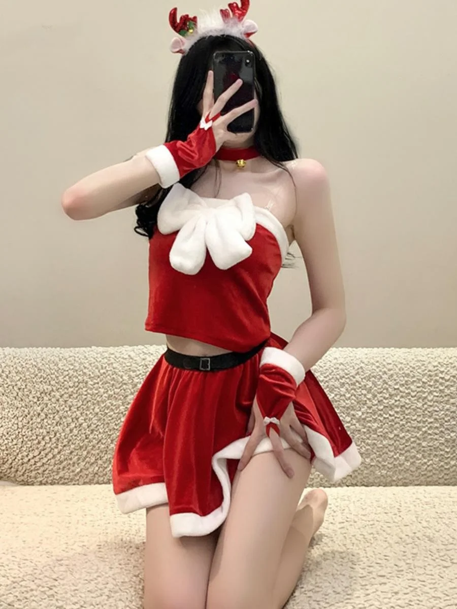 Xian cervos cisas feminino sexy cos ano novo robe doce internet famoso loween desempenho traje conjunto s9 palco outfit