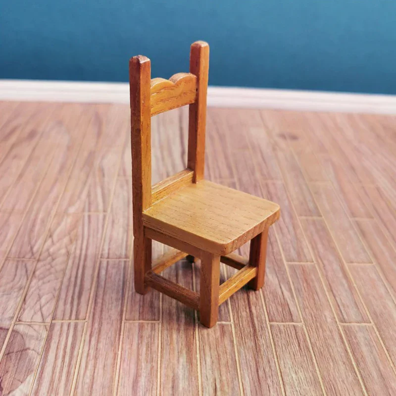 1:12 Dollhouse Mini Back Chair Stool Miniature Furniture Kids Pretend Play House Scene Decor Accessory