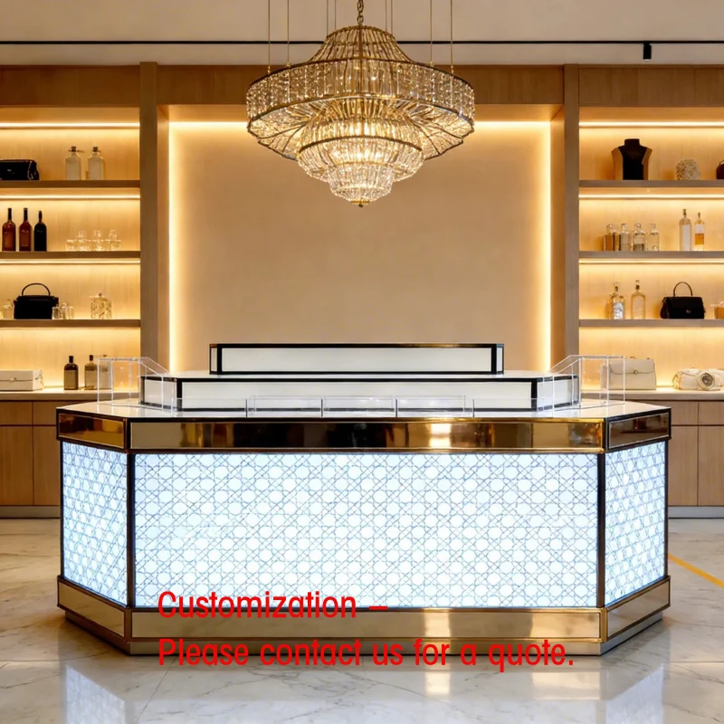 custom.Custom Modern LED Lit Perfume Shop Table Professional Fragrance Display Cabinets Cosmetic Shopping