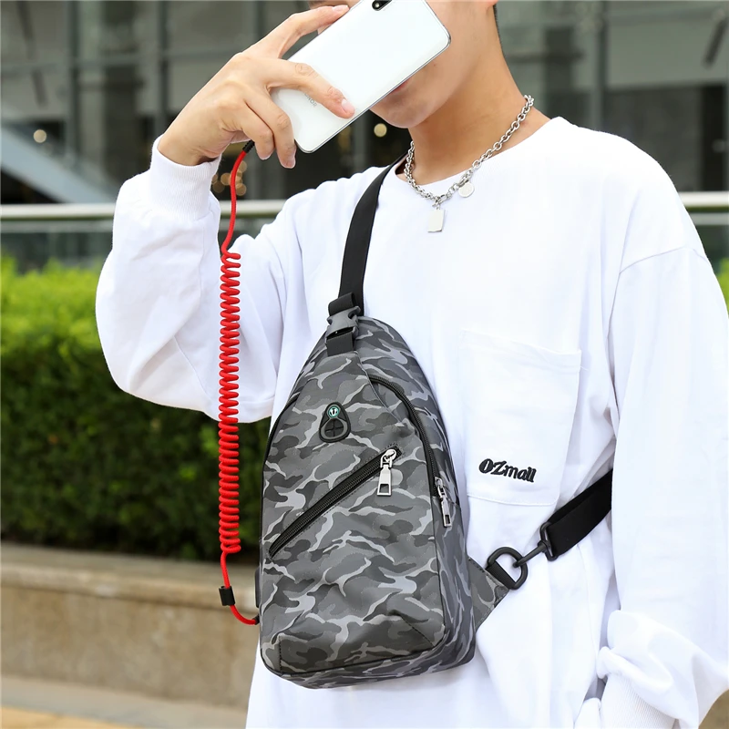 حقيبة صدر عصرية جديدة للرجال، حقيبة كروس غير رسمية على طراز الدراجة النارية، حقيبة كتف مموهة متعددة الوظائف رائعة وأنيقة #3