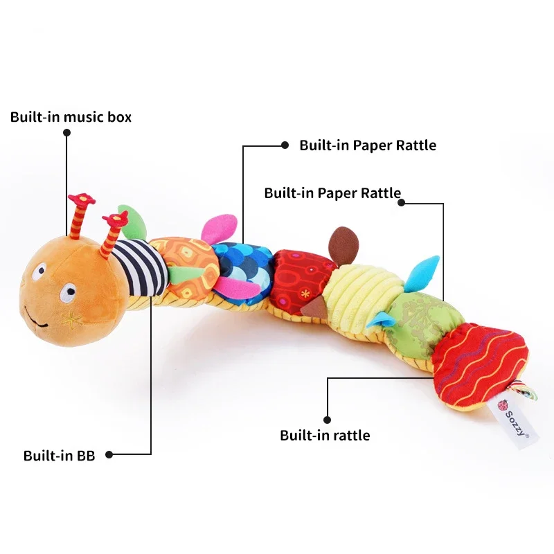 طفل يبدأ وقت البطن اللعب حشرجة الموت الموسيقية كاتربيلر دودة الرضع لينة ألعاب من القطيفة التعليمية لغز الألعاب التفاعلية الحسية #1