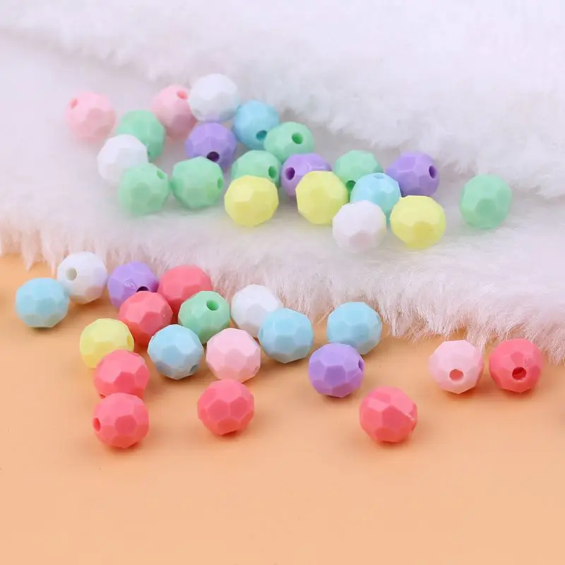 

Spring Pastel Colors Faceted Round Solid Acrylic Beads 8mm 1700pcs Loose Lucite Plastic Jewelry Necklace Bracelet Beading