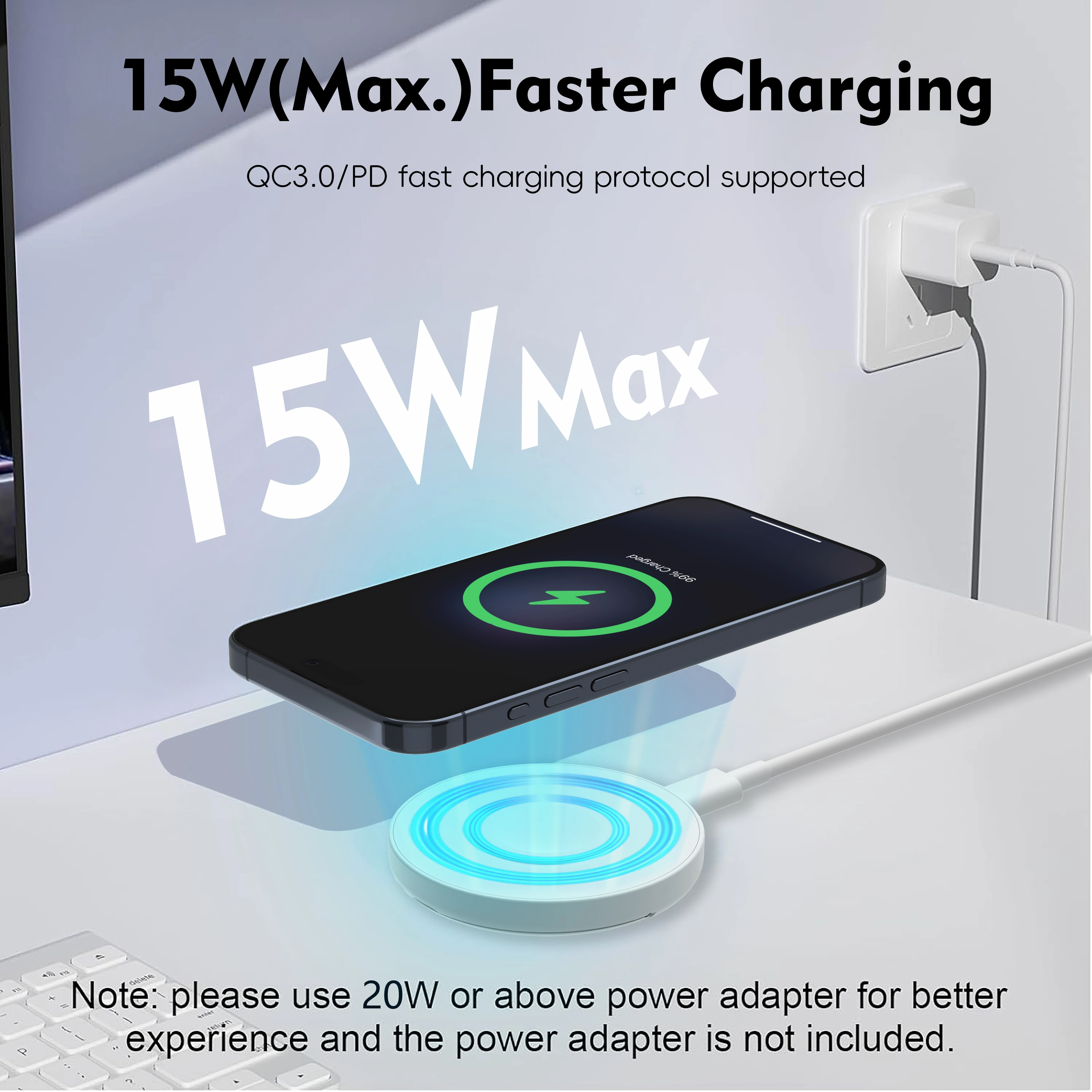 6-in-1 Magnetic Wireless Charger,for iPhone iWatch AirPods Galaxy Watch HUAWEI Watch Pixel Watch 1st 15W Fast Charger with Stand