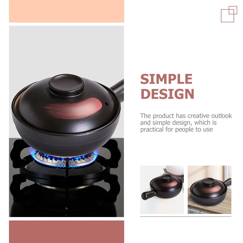 

Глиняная кастрюля с антипригарным покрытием, бытовая газовая плита, кастрюля для приготовления тушения, кухонная необходимая кастрюля