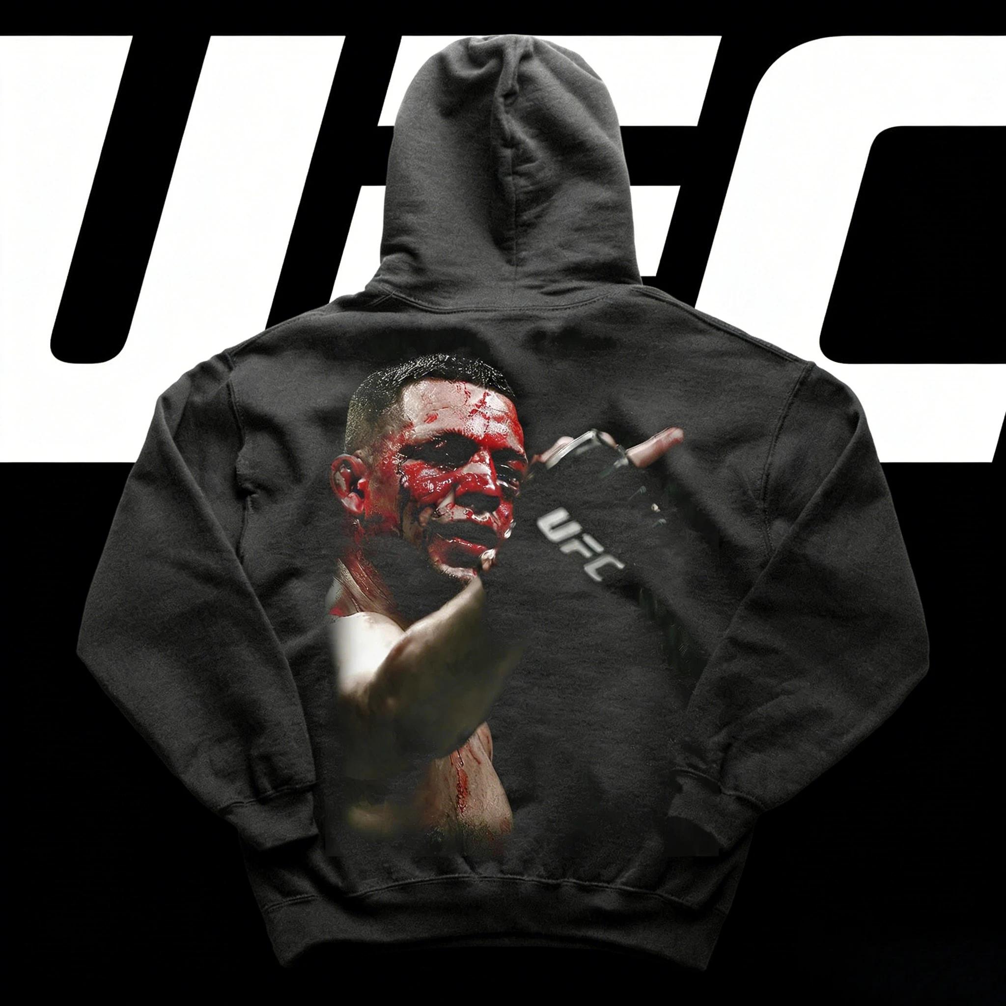 

Черная толстовка с капюшоном на тему UFC 2025-26, осень/зима, чистый хлопок, 100% унисекс, модная свободная повседневная толстовка с принтом