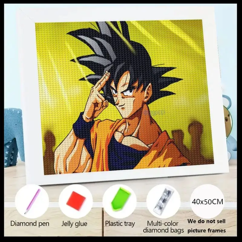 

1PC 5D DIY Full Drill Diamond Painting Kit, Dragon Ball Z Anime Goku Character Diamond Art Embroidery, Rhinestone Picture Cross