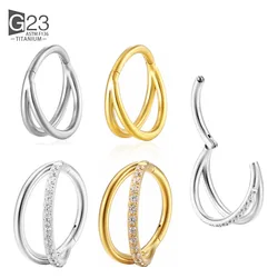 1.2mm G23 Titanium Zircon Septum Clicker Nose Ring Daith Earring Hoop Hinged Segment Ear Cartilage Tragus Helix Piercing Jewelry