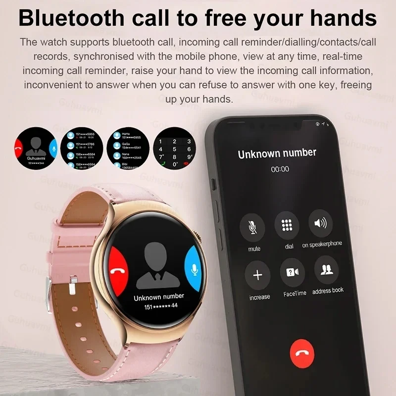 2024 New Lady Fashion Smart Watch women AMOLED HD Screen GPS Heart Rate Bluetooth Call Waterproof Outdoor SmartWatch For Xiaomi