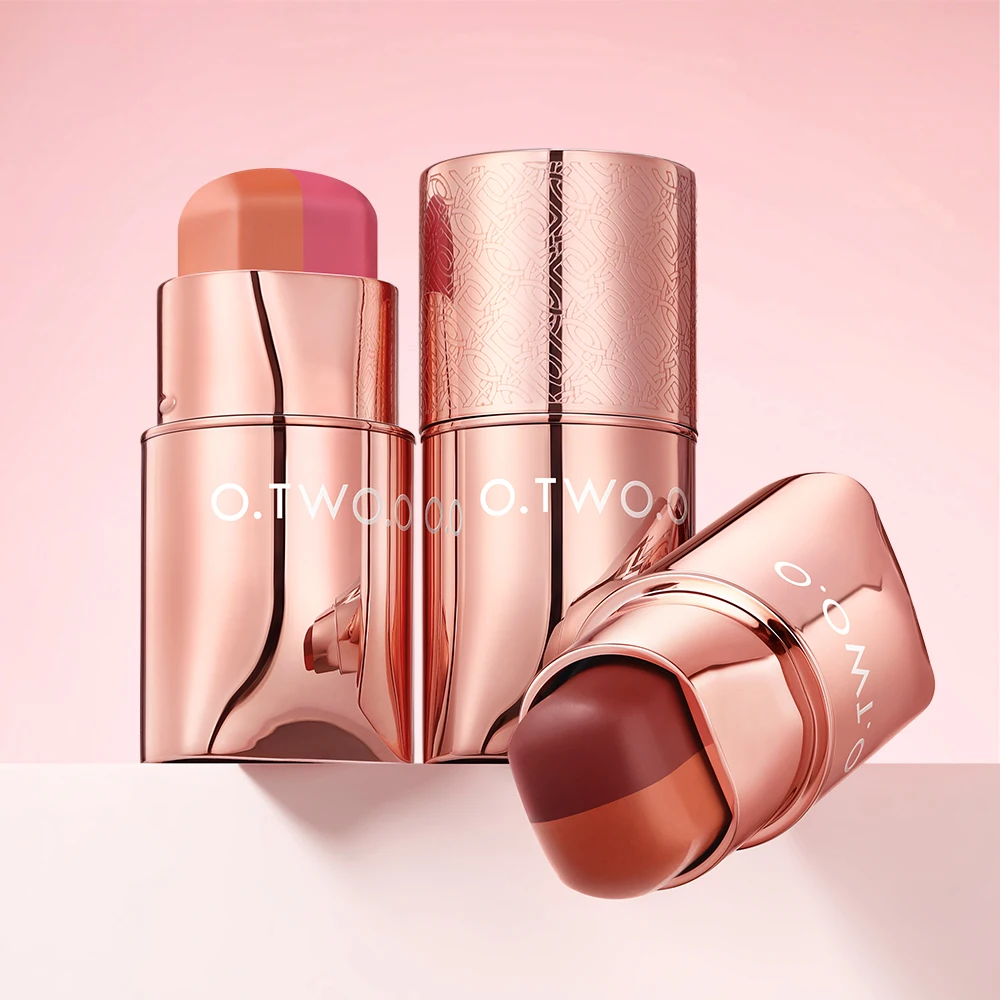 O.TWO.O Blush Stick Lippenstift 3-in-1 Ogen Wang Lip Tint Glad Lichtgewicht Lange-slijtcrème Multi-use Stick Blush Lipstick Make-up