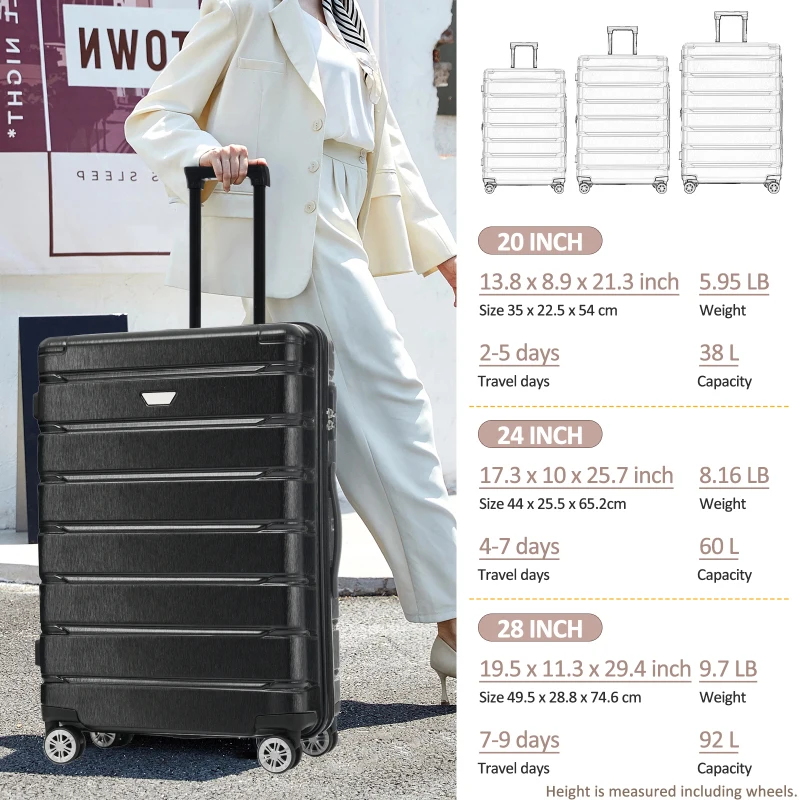 

Hardshell Lage Set 3 Piece Durable ABS PC Travel Suitcase With Spinner Wheels For Men Women Convenience And Stability Spacious