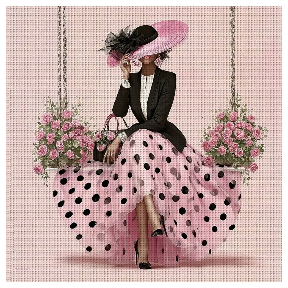 1pc 40X40CM/15.74inch Beautiful Lady Stamped Cross Stitch Kit DIY Kit 11/14CT DIY Embroidered Set DIY Cross-Stitch Set