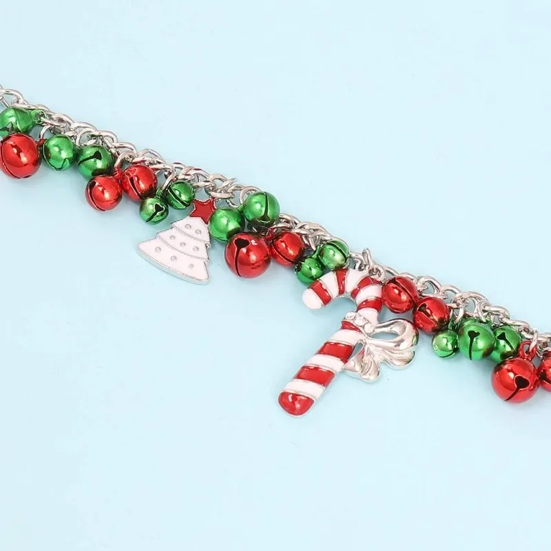 Christmas Jingle Bell Necklace Women Chunky Crystal Teardrop Pendant Necklace for Girls Xmas Gift Jewelry image 5