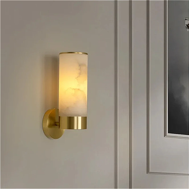 

Marble Wall Lamp Nordic Modern Natural Style Lightings Hotel Bedroom Villa Living Room Restaurants Copper LED Sconce Wall Light