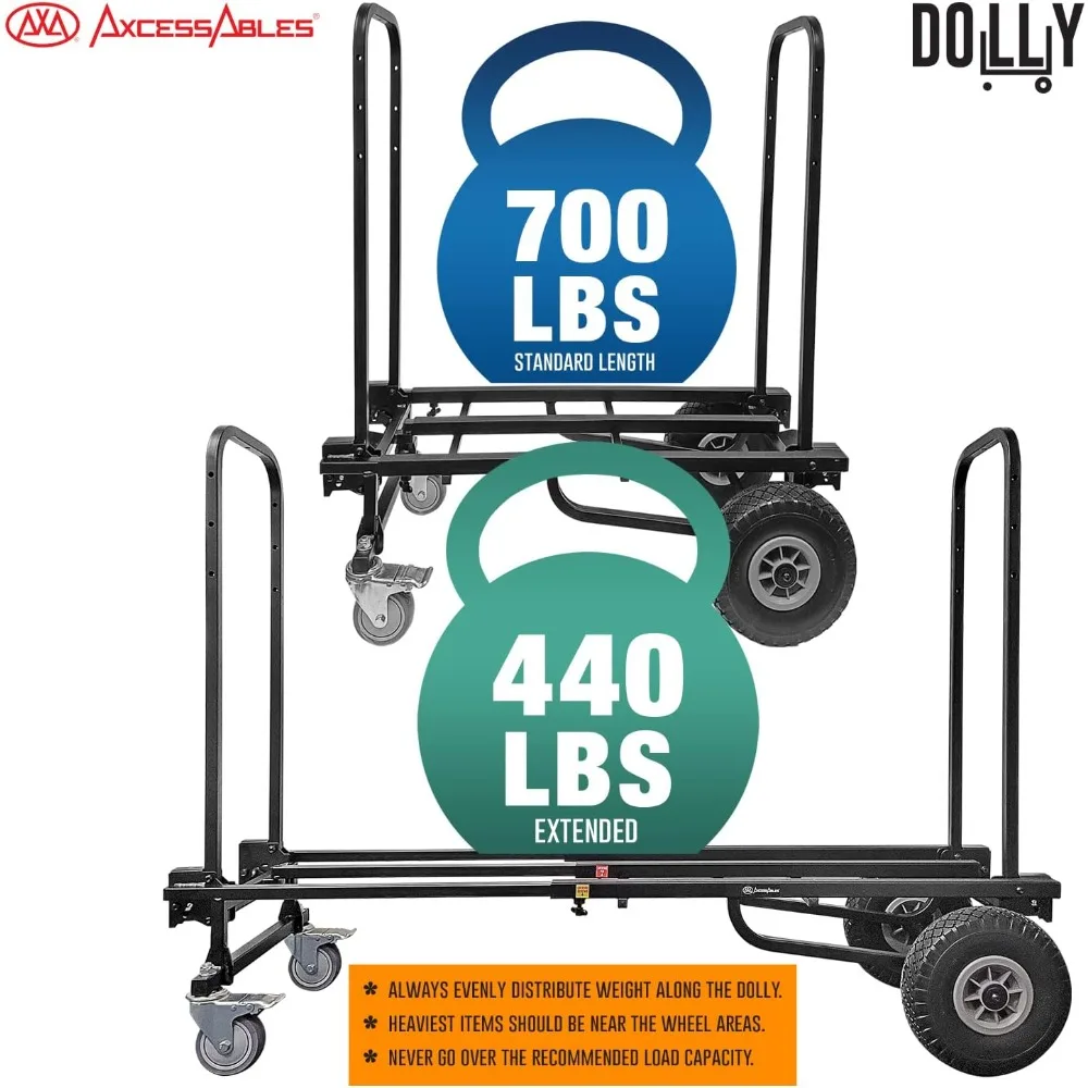 عربة يد قابلة للطي شديدة التحمل مع عجلات، شاحنة منصة بسعة 700 رطل للأمتعة والمعدات ومعدات DJ ومعدات المرافق