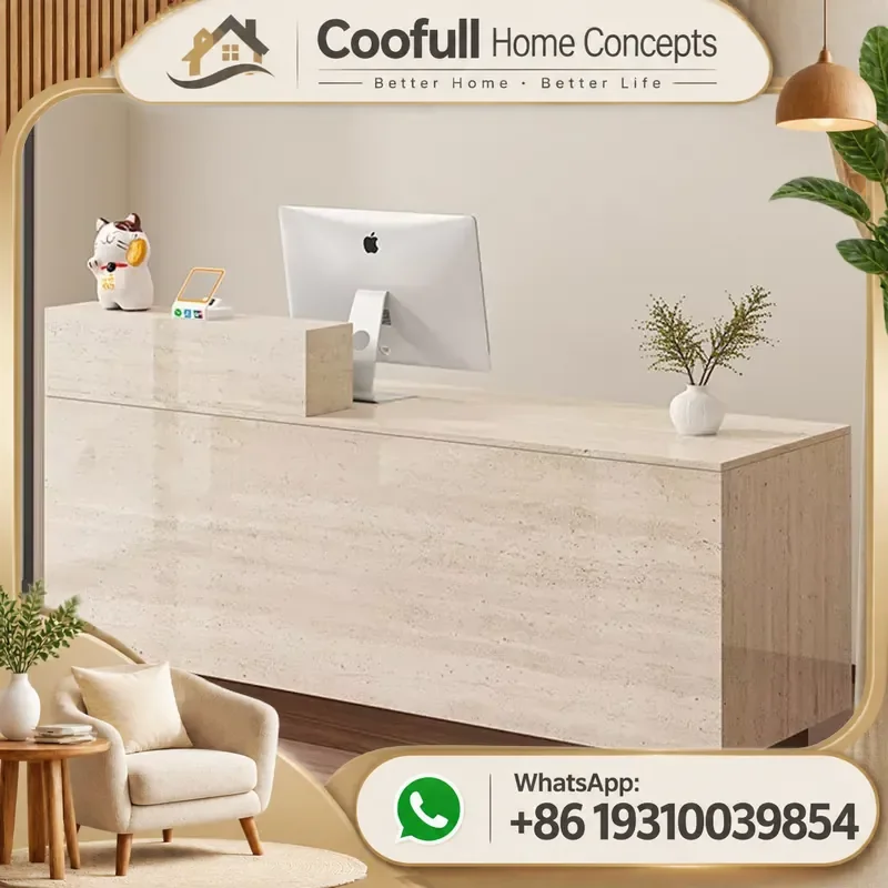 Luxury Reception Desk Modern Office Furniture With Storage Classic Aesthetic Front Counter Table For Business Lobby Area