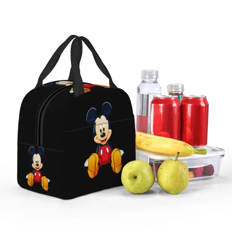 Custom Mickey Mouse Lunch Box Women Leakproof Cooler Thermal Food Insulated Lunch Bag Kids Reusable Picnic Tote Bags