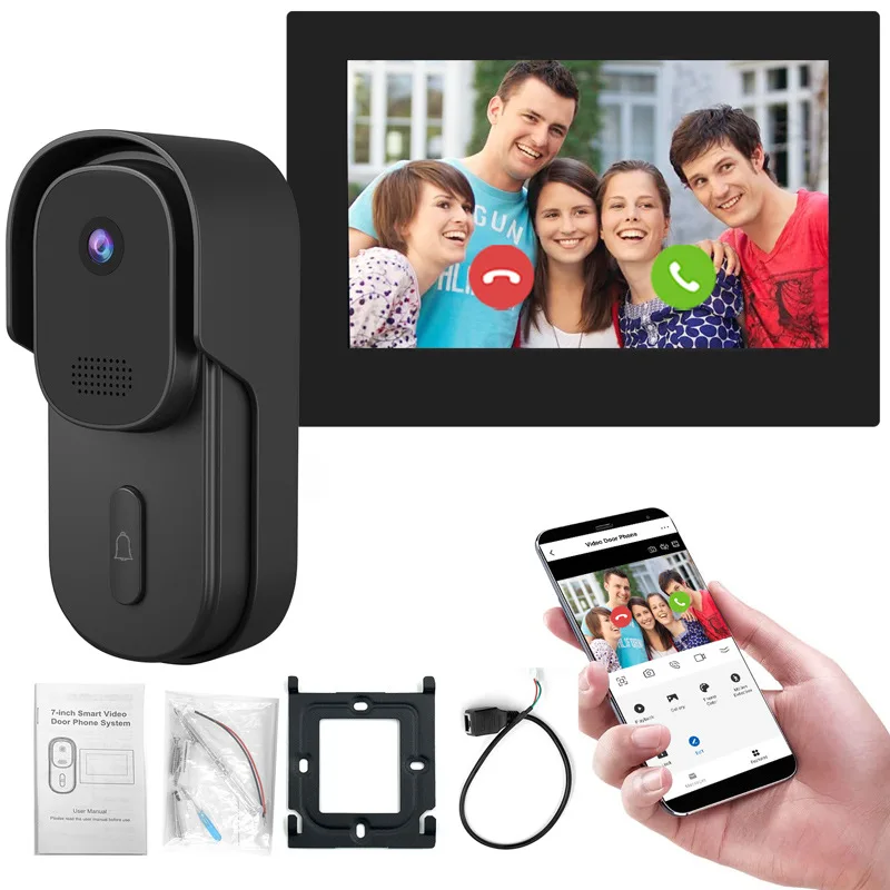 Imagem -04 - Tuya Controle Remoto Home Security Door Viewer Tela Ips Telefone Porta Wifi Intercom Campainha Visual 120 Graus 1v2