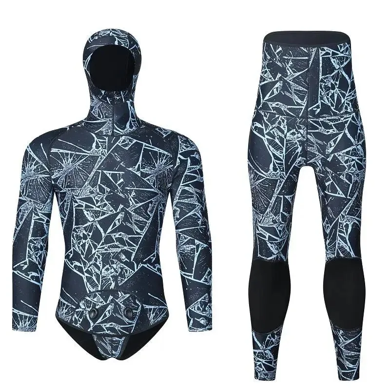 3mm Split Diving Suit Deep Snorkeling Swimming Long Sleeved Cold Resistant and Warm Elastic Surfing Fishing and Hunting Suit