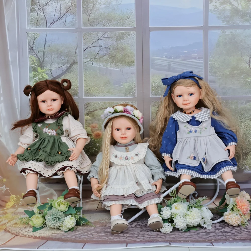 Cloveray 22-дюймовая оригинальная реалистичная фарфоровая кукла в европейском стиле ретро, сидящая керамическая кукла, высококачественная коллекционная работа