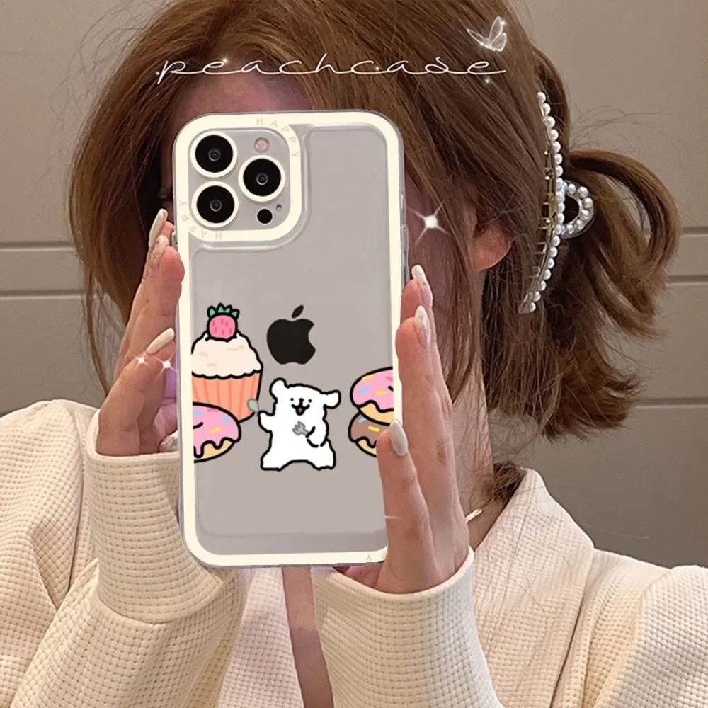 line puppy Maltese cute Phone Case For Samsung S 20 21 22 23 lite plus ultra Clear Mobile Cover Funda