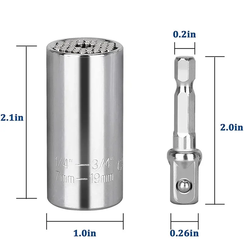 Universal High Carbon Steel Metric British Chrome Plated Multifunctional 7-19mm Socket Wrench