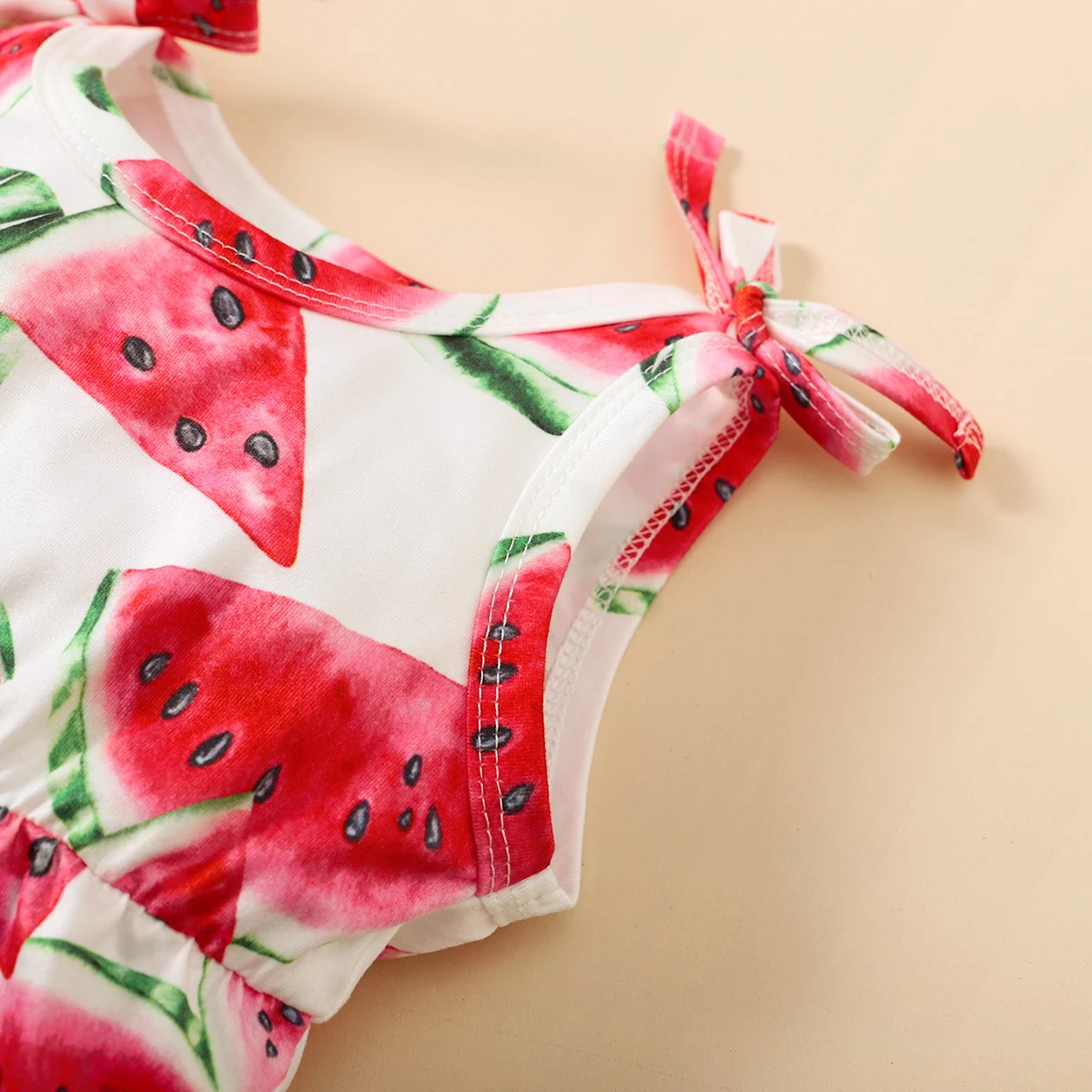 Summer Newborn Infant 0-12Month Baby Girls Romper Watermelon Print Sleeveless Rompers Kids Onepiece Jumpsuit