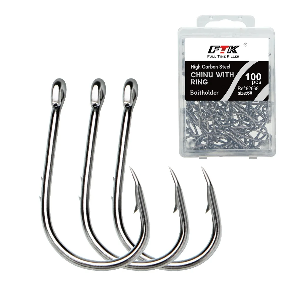 

100PCS High Carbon Steel CHINU Fishing Hooks With Ring 3#-7# Freshwater Double Backstab Carp Fishhook Accessories