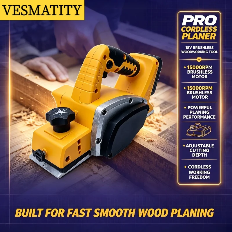 Cutting Woodworking Tool Brushless Electric Planer 15000RPM Cordless DIY Furniture for 20V Battery High Performance Pro Max