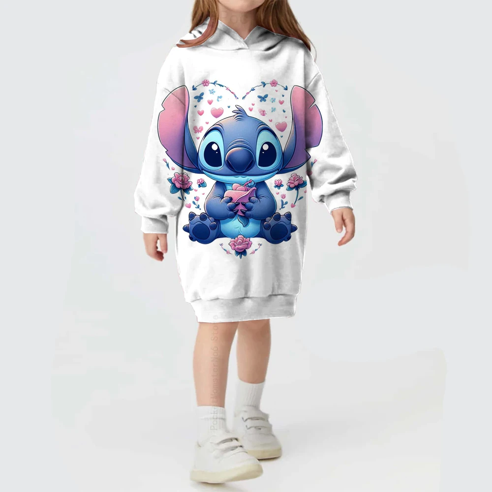 Sudadera con capucha bonita de manga larga para otoño e invierno para niñas, falda con capucha holgada y cómoda con estampado de punto de Disney para Navidad