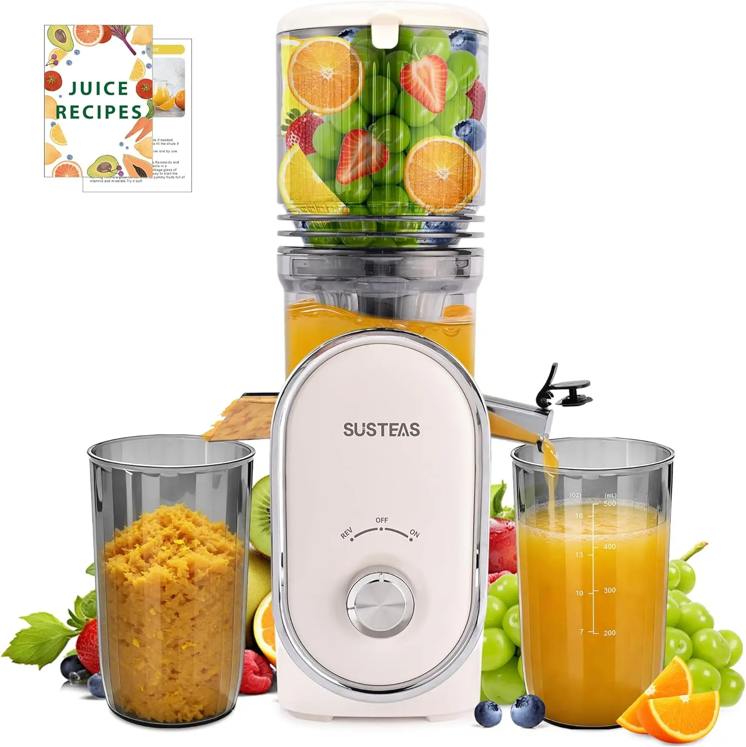 

Cold Press Juicer, 5.3" Feed Chute Slow Masticating Machine 300W, Whole Fruits & Vegetables, High Juice Yield, Easy Clean