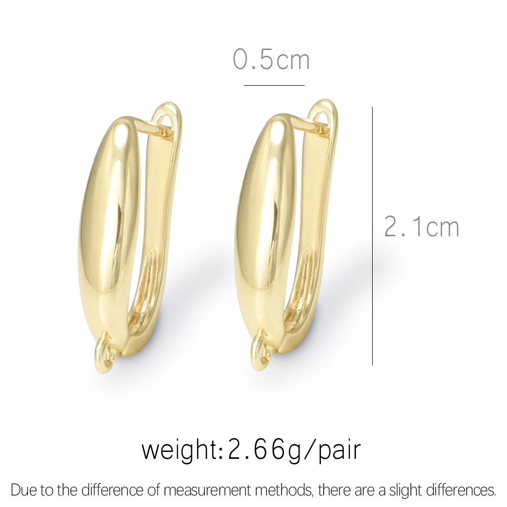 1 Pair 21MM 18K Gold/ Rhodium Plated Earring Hooks Clasps Ear Wire For Earring Making Findings Accessories For Earrings