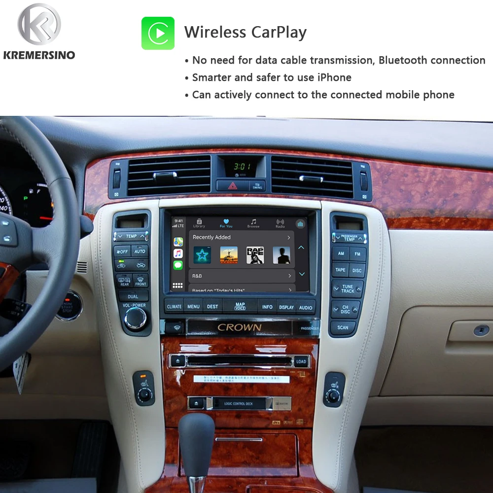 kSmart auto Wireless Apple CarPlay Android Auto Module for Toyota Crown 12th Land Cruiser Prado Lexus is250 is300 es240 es350