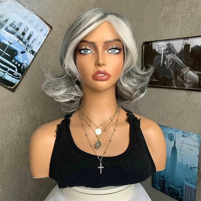 

Wig short curly hair grandma gray Bobo high temperature silk mechanism European and American fashion headgear