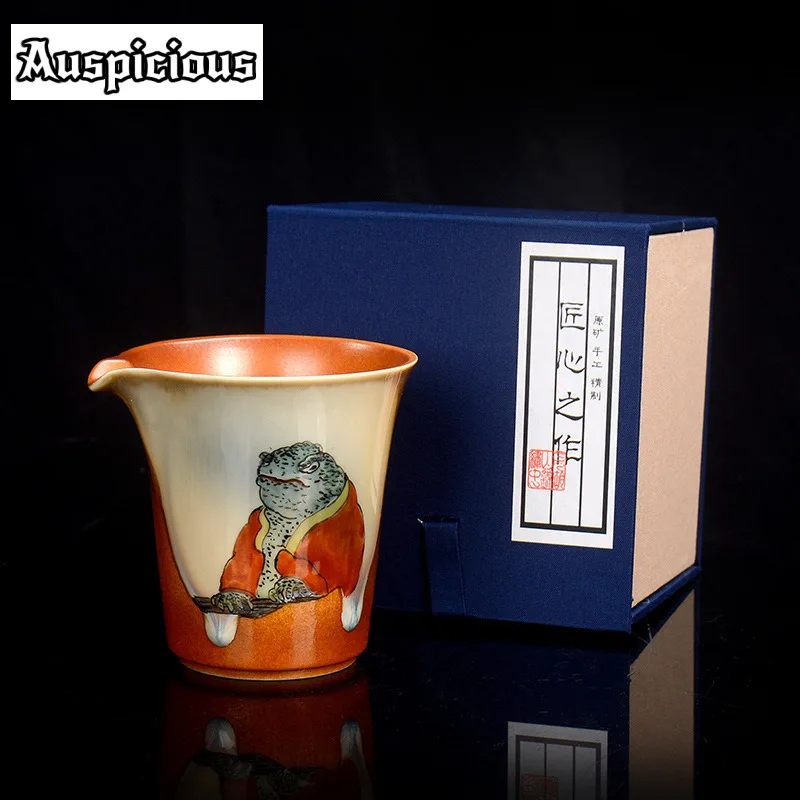 Taza de Justicia de porcelana de cocido de madera Boutique de 165ml, taza de justo de sapo dorado pintada a mano, taza de Justicia Chahai, colección de vajilla