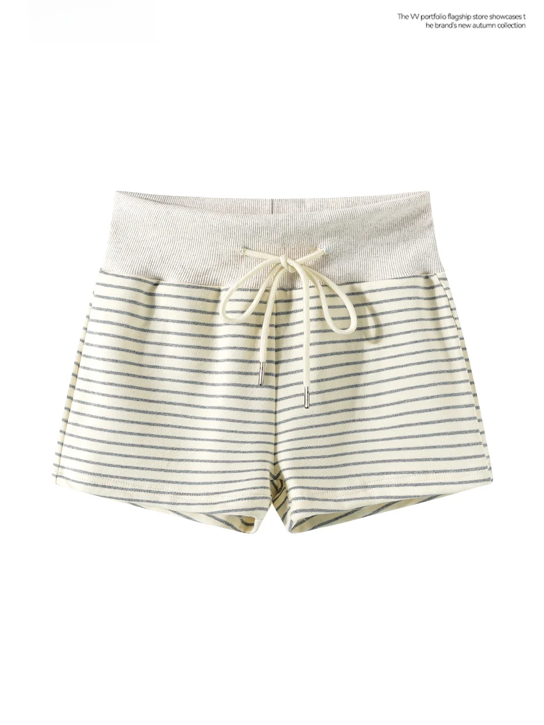 

Korean Style Fashionable Light Brown Striped Casual High Waist Short Pants Women Summer Small Size Sports Drawstring Straight...