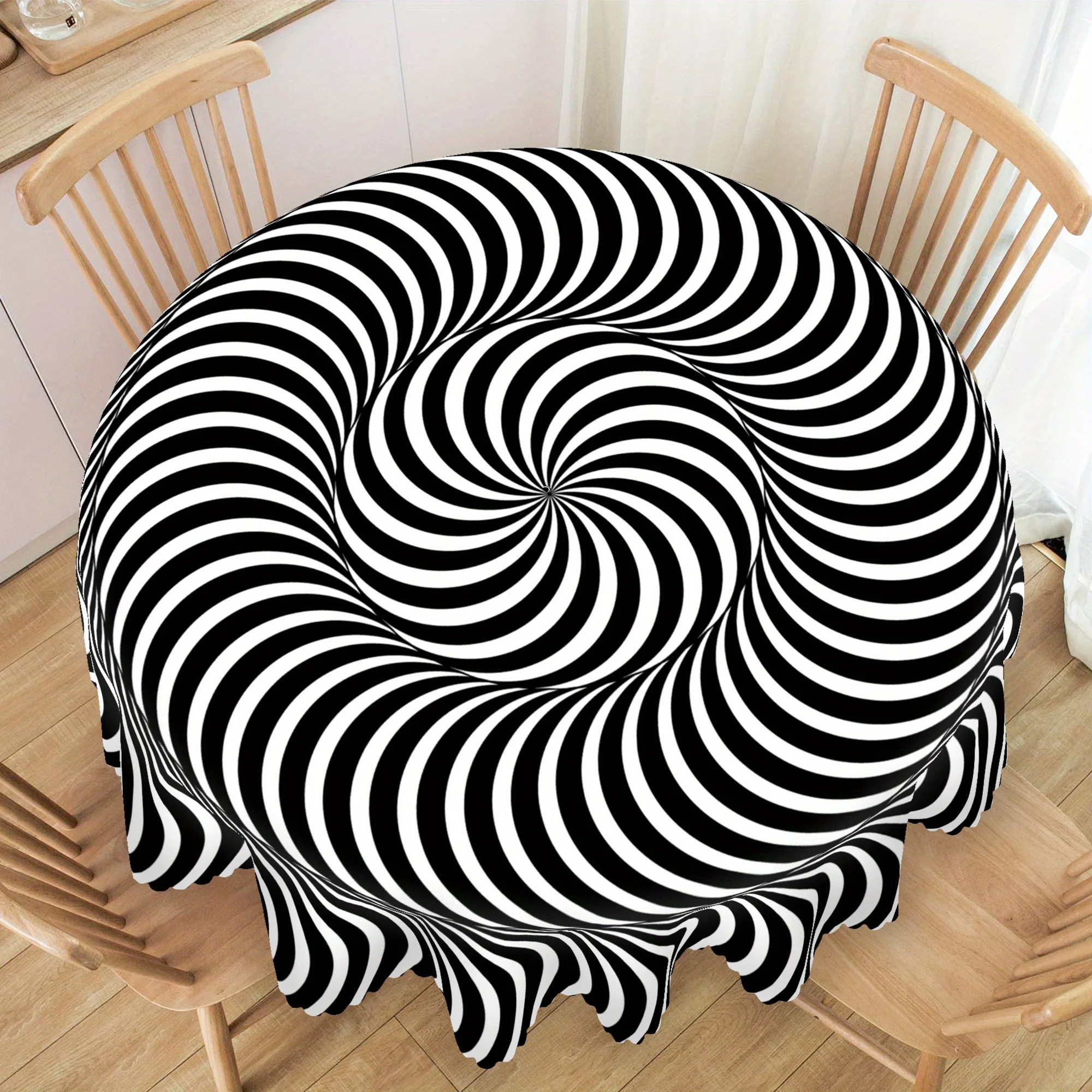 Block black and white kinetic optical illusion tablecloth - suitable for Easter, etc.