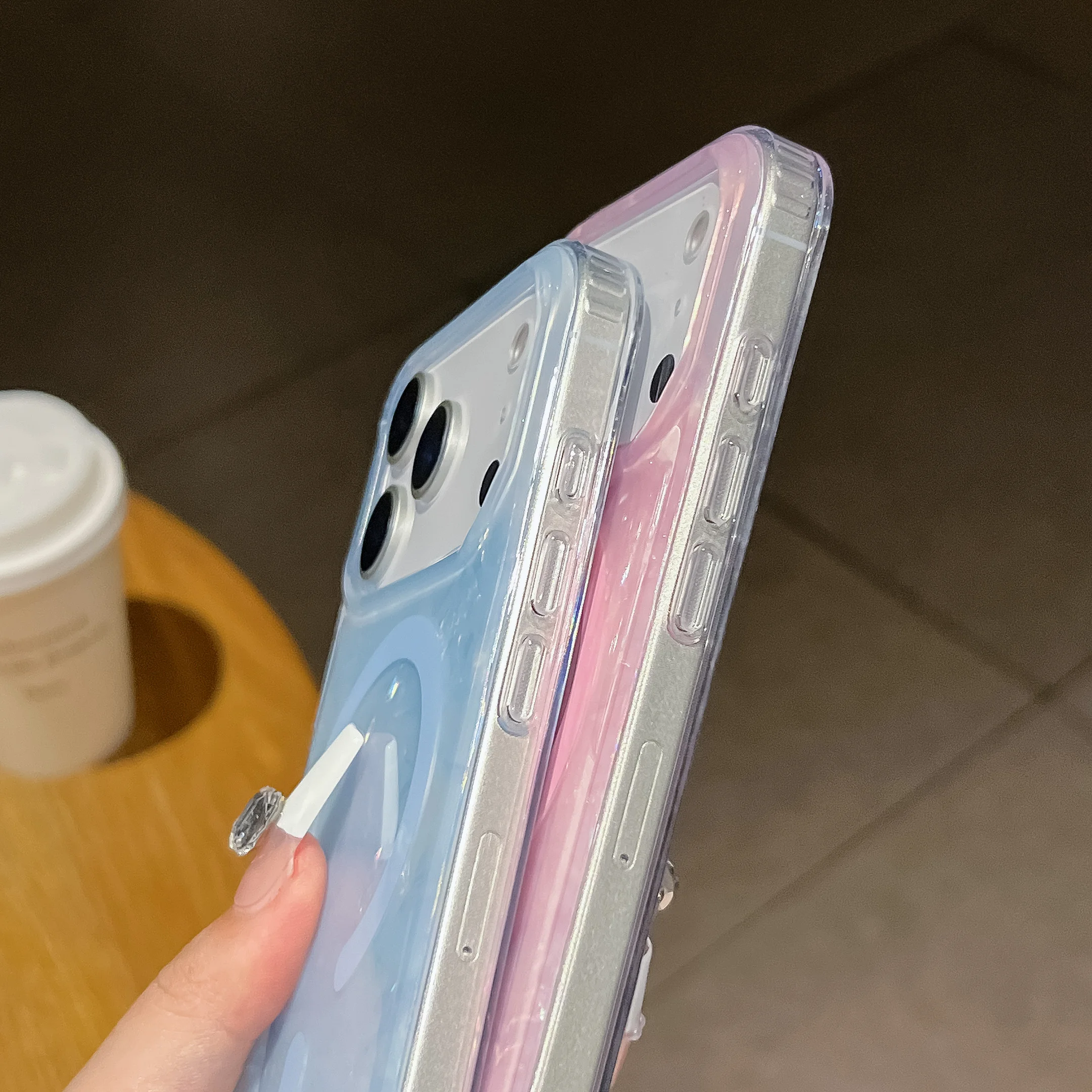 เคสแม่เหล็กเลเซอร์สำหรับ Magsafe สำหรับ iPhone 17 Air 16 15 14 13 12 11 Pro Max Plus ป้องกันการกระแทก ผิวด้าน รองรับการชาร์จไร้สาย