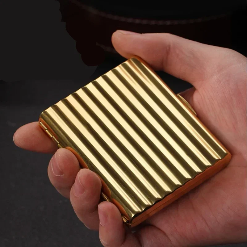 Portable Wave Brass Metal Cigarette Case, Mini Box, Silver and Golden Color, Holder Box for 10 20 Cigarettes, High Quality