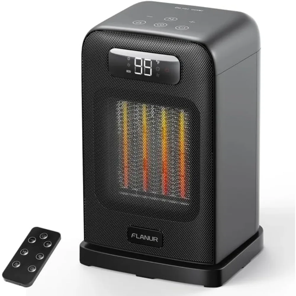 space heaters for indoor use, 1500w small desk heater 2 in 1 with remote, thermostat, led display, overheat & tip over protectio