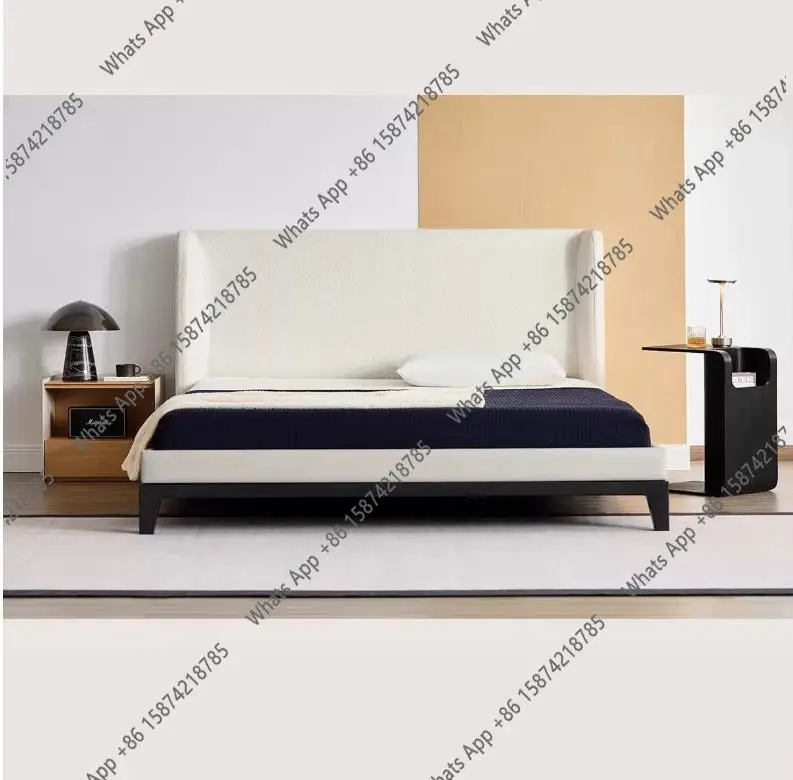 J Italian Minimalist Fabric Bed, Cream Style Double Master Bed, Fabric Upholstery Bed, Removable And Washable Children's Bed Min