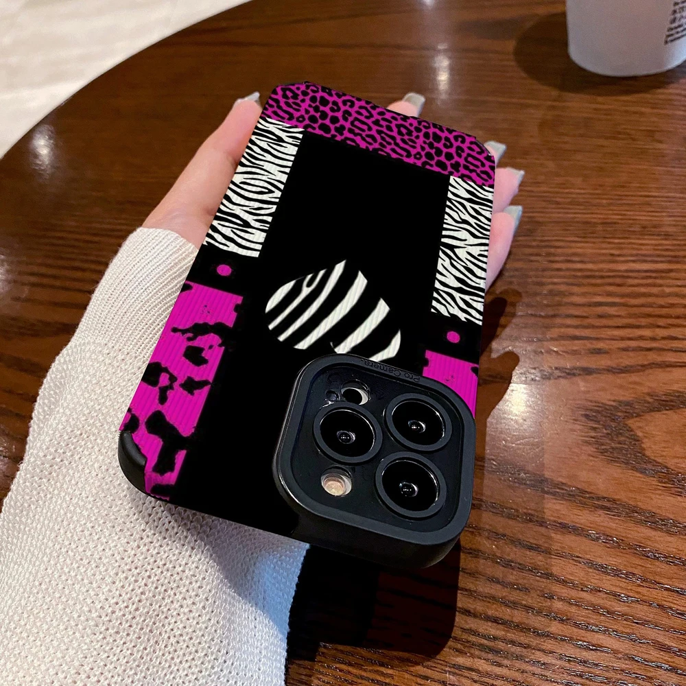 Funda de cuero de silicona con estampado de leopardo para iPhone, carcasa completa a prueba de golpes para modelos 16, 13, 14, 15 Pro Max Plus, 11,