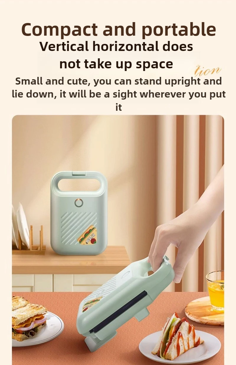 220 فولت المقلاة صانع الإفطار صانع الوافل الصغيرة التلقائي بالكامل المنزلية سهلة التنظيف على الوجهين طبق عميق صانع الساندوتشات