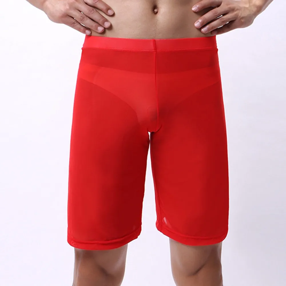 복서 속옷 남성용 복서 브리프, 통기성 메쉬 메쉬 쉬어 시스루 트렁크 반바지, 스포츠 트렁크 속옷